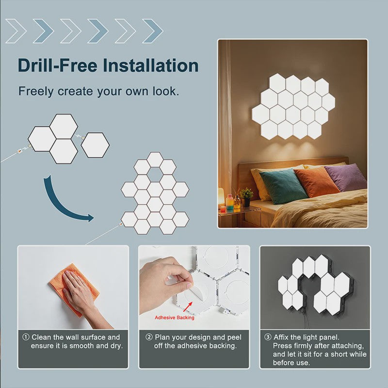 Modulaire Hexagon LED Wandlampen - Touch Control, Dimbare Sfeerverlichting