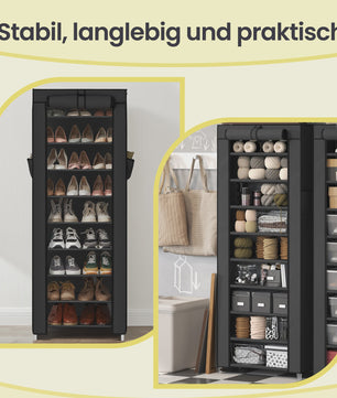 SONGMICS Schoenenrek 10 Lagen - 28x58x160 cm - Metaal Frame - Organiseer je schoenenkast