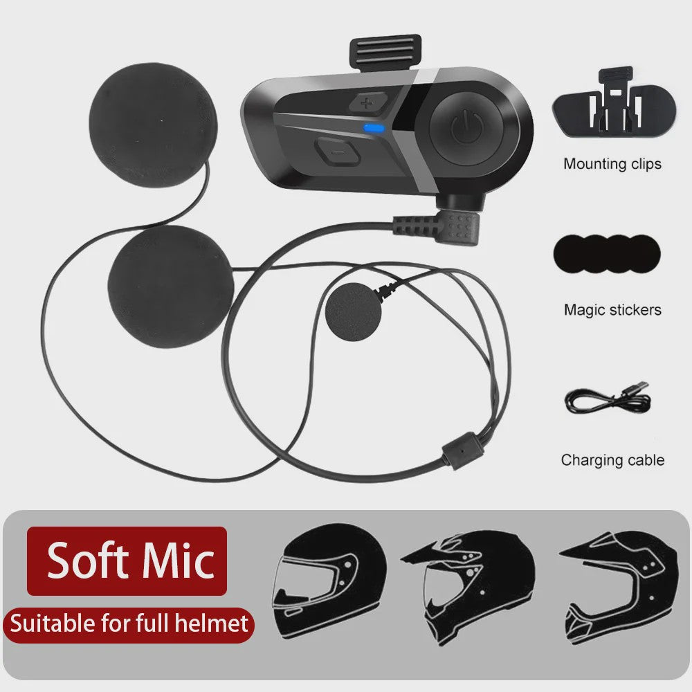 Bluetooth 5.3 Motorhelm Headset - Handsfree Bellen, Muziek & Waterdicht