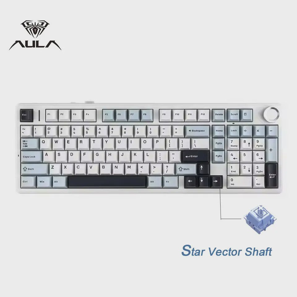 AULA F99PRO Mechanisch Gaming Toetsenbord - 99 toetsen, 3 Modi, Hot-Swappable, Gasket Structuur, Media Knop