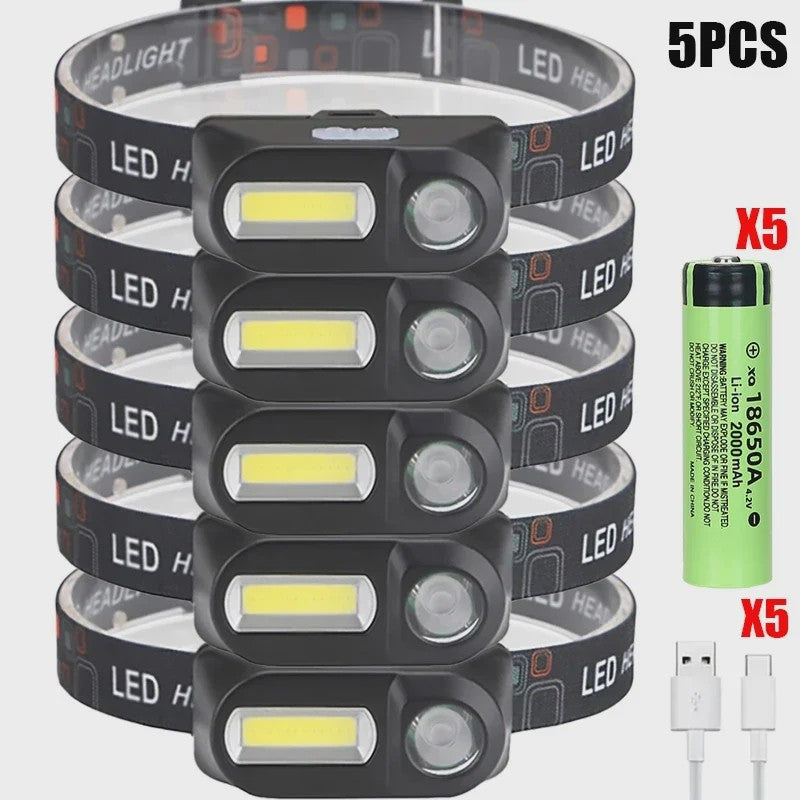 Krachtige Oplaadbare COB+LED Hoofdlamp 1500LM - Waterdicht & Helder voor Buitenactiviteiten