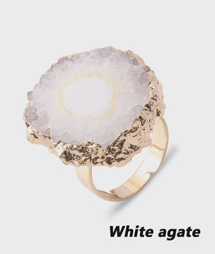 Unieke Geode Ring van Natuursteen - Verstelbaar & Kleurrijk