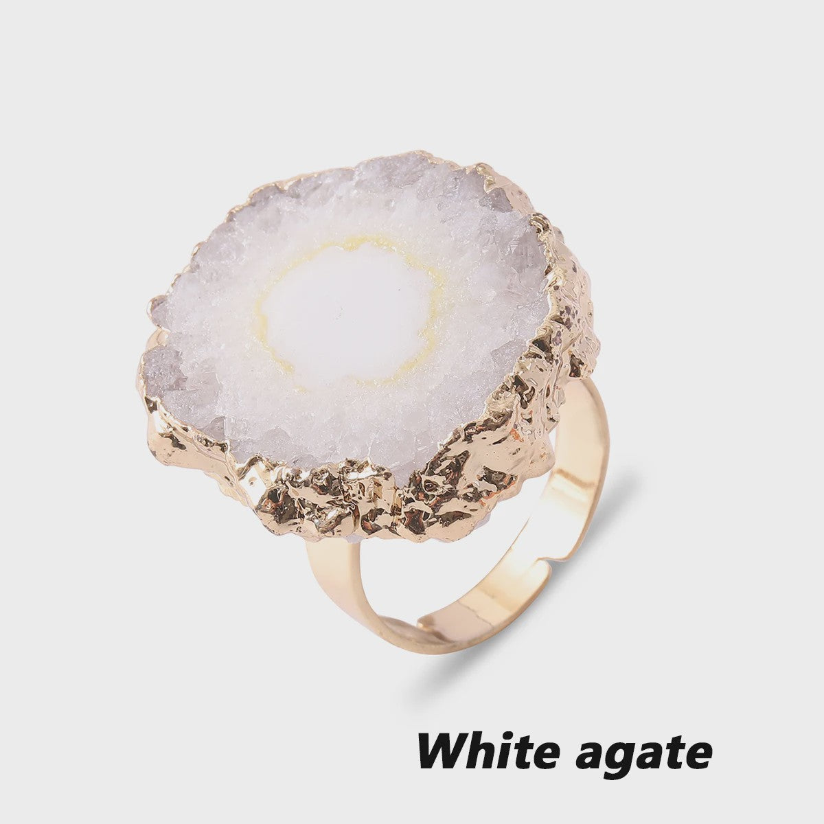 Unieke Geode Ring van Natuursteen - Verstelbaar & Kleurrijk