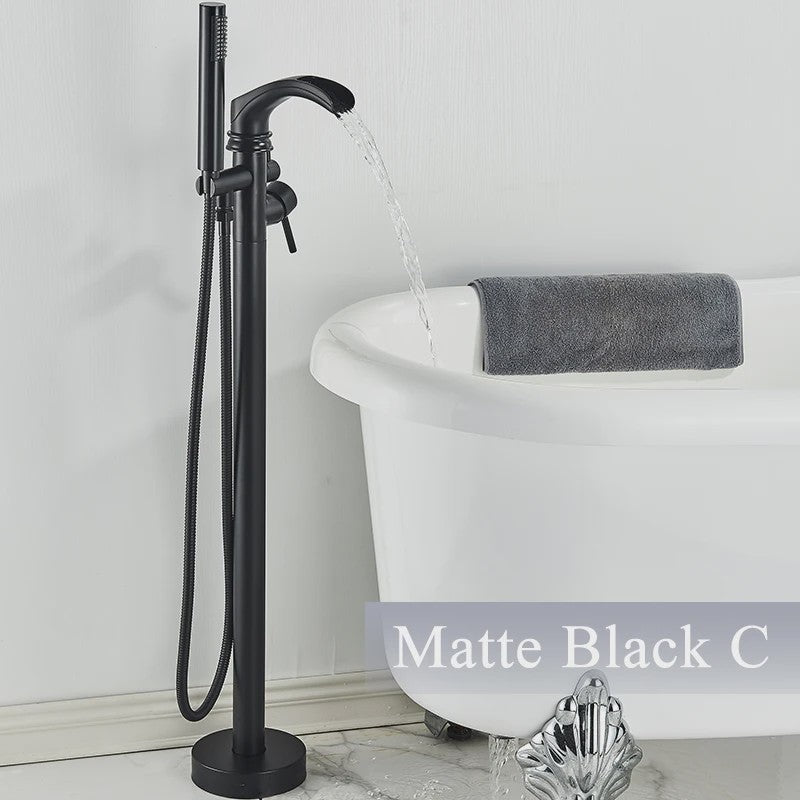 Vrijstaande Badkraan met Douchefunctie - Zwart, Chroom, Goud - Zwenkbare Uitloop & Warm/Koud Water Mixer