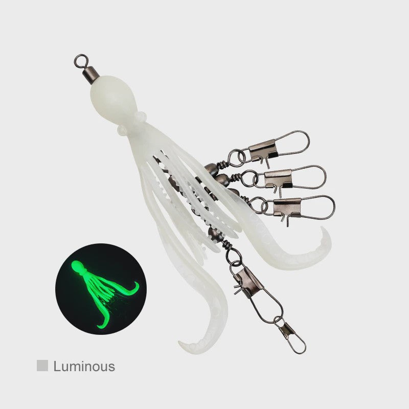 Set van 2 Siliconen Octopus Vishaas Connectoren met Swivels en Haken