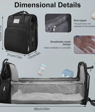 Multifunctionele Luiertas Rugzak met Babybedje - Grote Capaciteit & Waterdicht