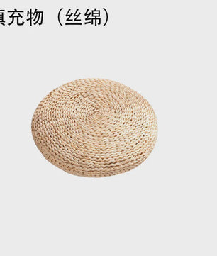 Ronde Tatami Meditatiekussen van Maïsschillen en Stro - Japans Design (30/40cm)