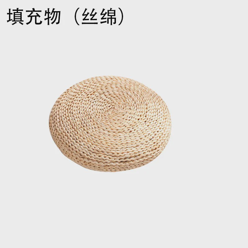 Ronde Tatami Meditatiekussen van Maïsschillen en Stro - Japans Design (30/40cm)