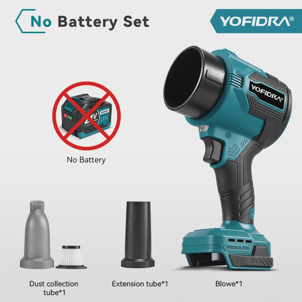 YOFIDRA Krachtige Bladblazer & Zuiger 3500W - 350.000 RPM Borstelloze Motor - Voor Makita Accu
