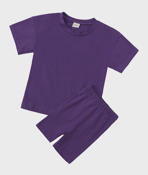Katoenen Kinderkleding Set: T-shirt & Biker Shorts voor Jongens en Meisjes (1-13 Jaar)