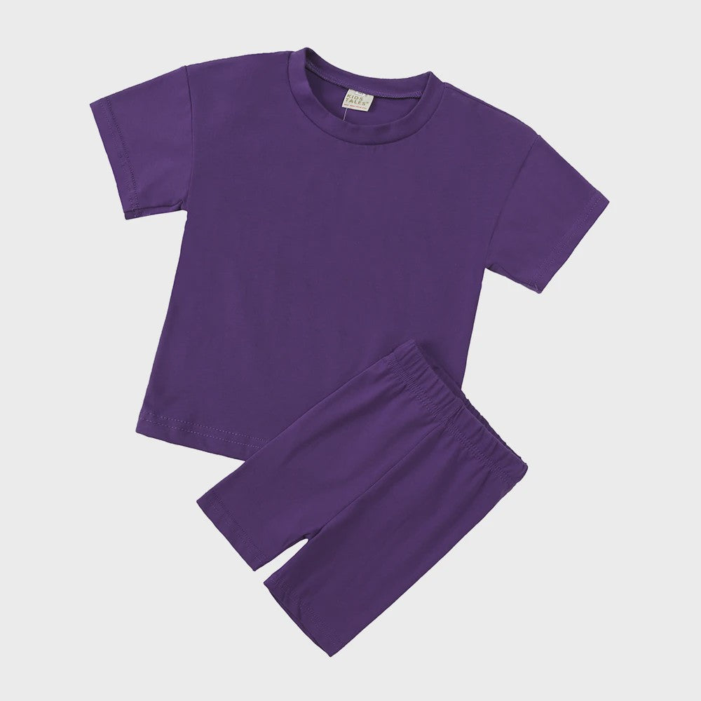 Katoenen Kinderkleding Set: T-shirt & Biker Shorts voor Jongens en Meisjes (1-13 Jaar)