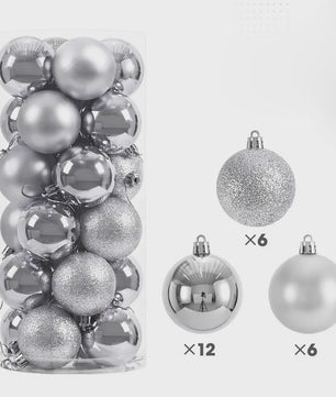 24x Kerstballen Set - 3/4/6cm - Multicolor & Glitter - Kerstboom Decoratie