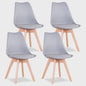 Set van 4 Scandinavische Eetkamerstoelen met Houten Poten en PU Comfortkussen