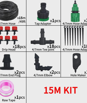 Micro Druppels Irrigatie Systeem Kit - Verstelbare Druppelaars voor Tuin, Terras & Gazon