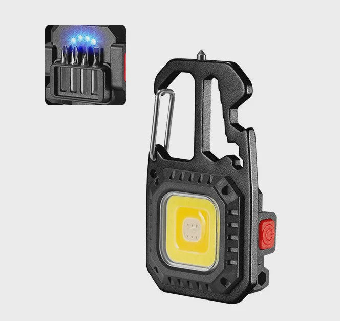 Multifunctionele Sleutelhanger Zaklamp met Gereedschap en Noodhamer