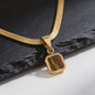 Vnox Heren Ketting met Geometrische Vierkante Natuursteen Hanger - Goud/Zilver Kleur Roestvrij Staal Blade Ketting