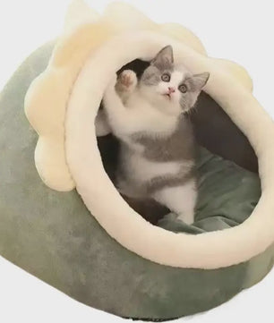 Schattig Cartoon Katten- en Hondenhok - Opvouwbaar, Wasbaar & Comfortabel Slaapbed