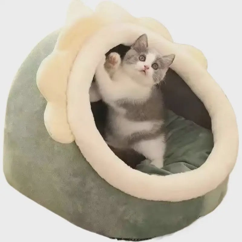 Schattig Cartoon Katten- en Hondenhok - Opvouwbaar, Wasbaar & Comfortabel Slaapbed