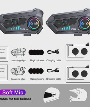 Motorhelm Intercom Systeem - Bluetooth 5.3 Headset voor 2 Motorrijders - 300M Bereik, Waterdicht & Muziek Delen