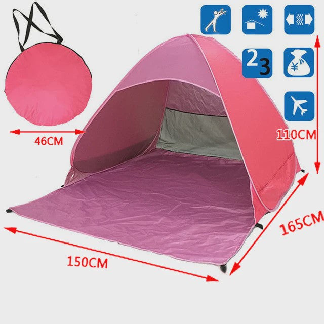 Automatische Pop-Up Strandtent UPF50+ - Snel Opzetbaar Zonnescherm voor Strand, Camping & Vissen