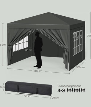 WOLTU 3x3m Partytent - Waterdichte Tuin- en Camping Paviljoen met UV-bescherming en Draagtas