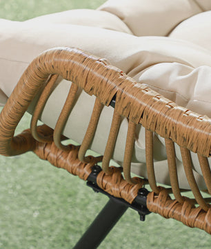 Outsunny Rotan Fauteuil met Dik Zitkussen - Comfortabele Tuinstoel tot 120 kg