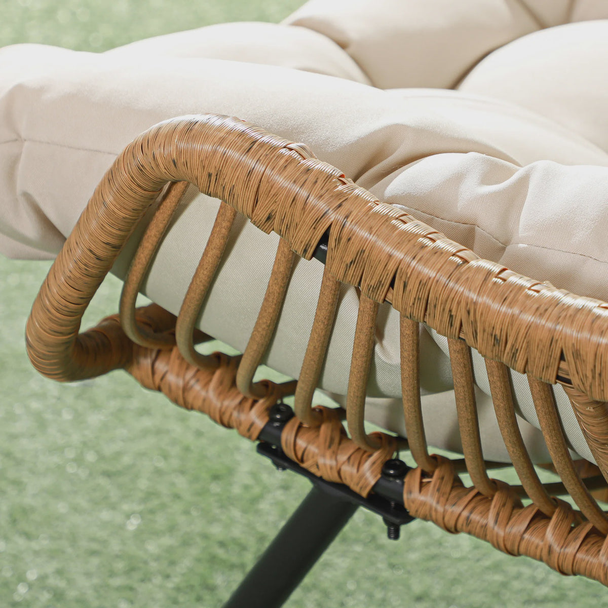 Outsunny Rotan Fauteuil met Dik Zitkussen - Comfortabele Tuinstoel tot 120 kg