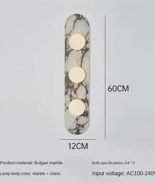 Luxe Marmeren Wandlamp met LED en Natuursteen - Sfeervolle Verlichting voor Woonkamer, Hal of Slaapkamer