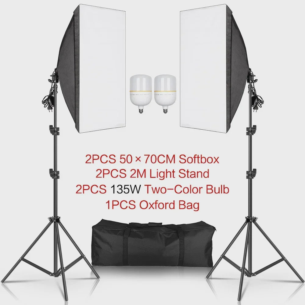 Professionele Softbox Verlichtingskit 50x70CM met E27 Fotografie Lampen