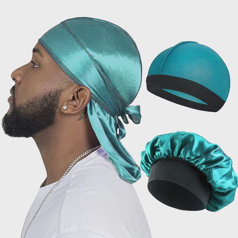 3-delige Set Zijdezachte Durags, Wave Caps & Satin Bonnets - Unisex