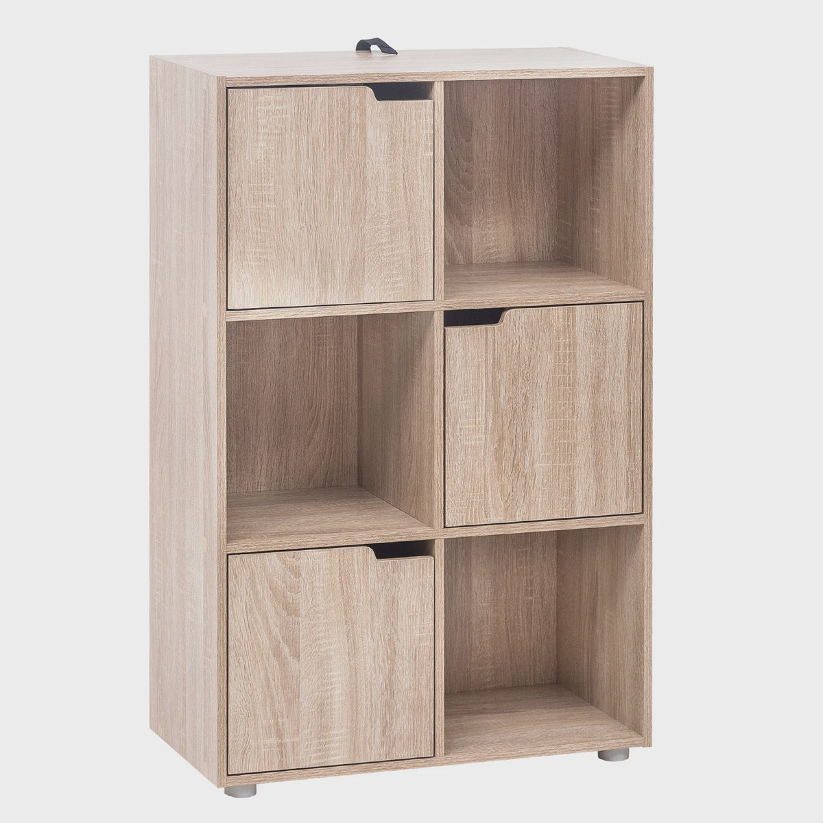 Stijlvolle Boekenkast met 6 Vakken en Deuren - Opbergkast voor Woonkamer, Kantoor of Slaapkamer