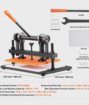 Handmatige Leer Snijmachine & Embossing Machine met Verstelbare Druk