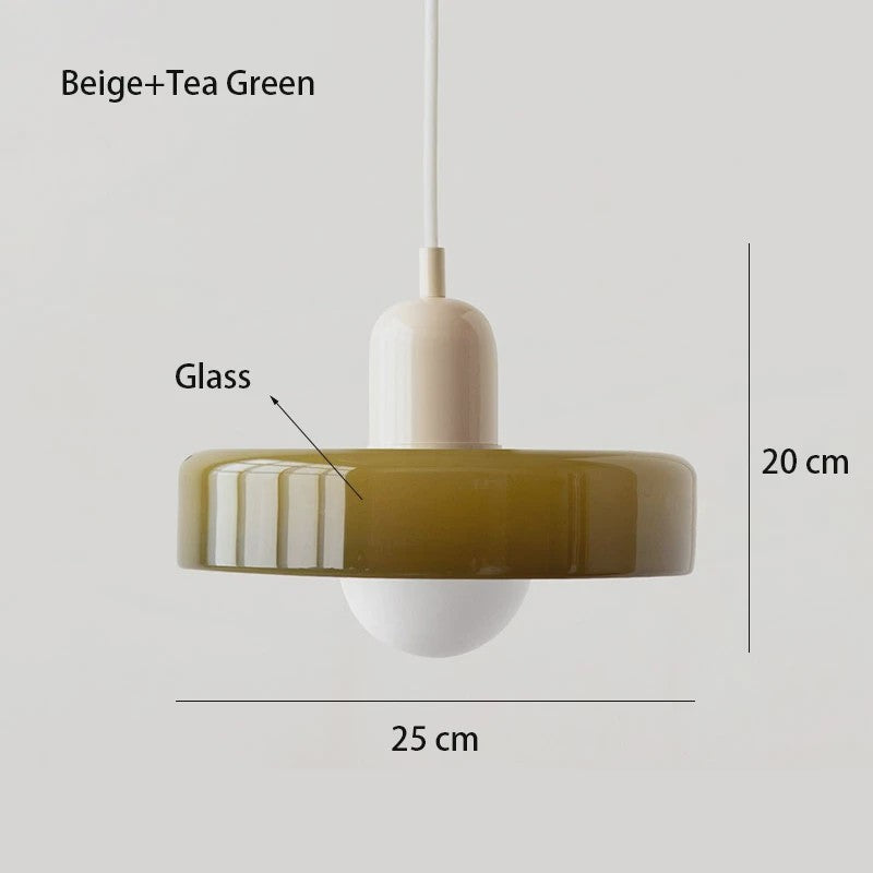 Nordic Bauhaus Hanglamp - Retro Glas & Kleurrijke Kap voor Woonkamer, Eetkamer, Bar