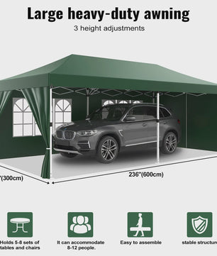 LOEFME 3x6m Pop-Up Partytent Gazebo - Waterdicht, Winddicht met 6 Zijwanden & UV Bescherming