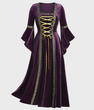 Middeleeuwse Gothic Jurk met Bandage Detail - Perfect voor Halloween Cosplay en Feesten