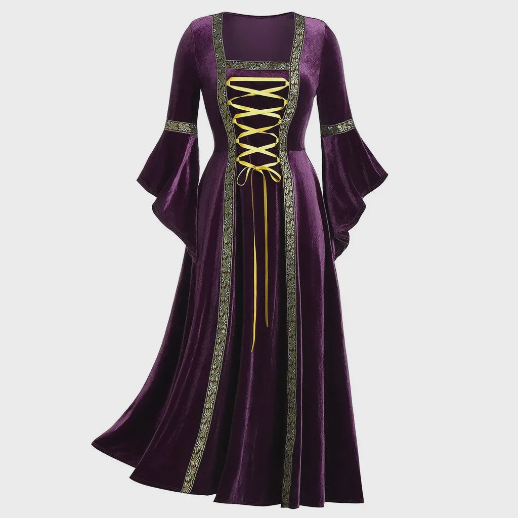 Middeleeuwse Gothic Jurk met Bandage Detail - Perfect voor Halloween Cosplay en Feesten