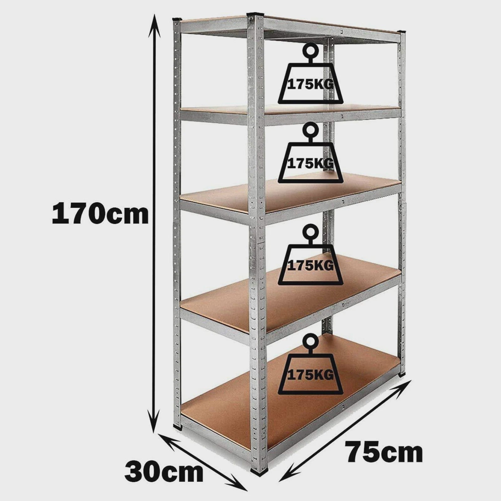 Robuust Metalen Stellingkast 5-Laags - Verstelbaar, Boutloos, 875KG Draagvermogen - Ideaal voor Garage & Werkplaats
