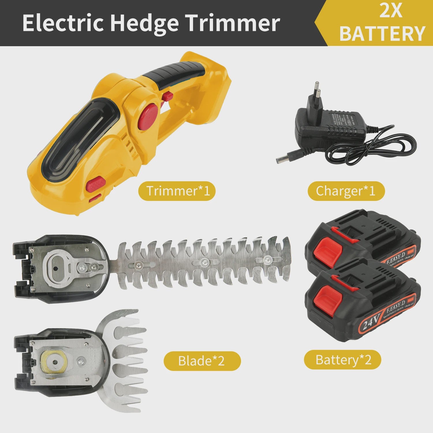 24V Draadloze Snoeischaar & Grasmaaier 2-in-1 met Lithium-Ion Batterij