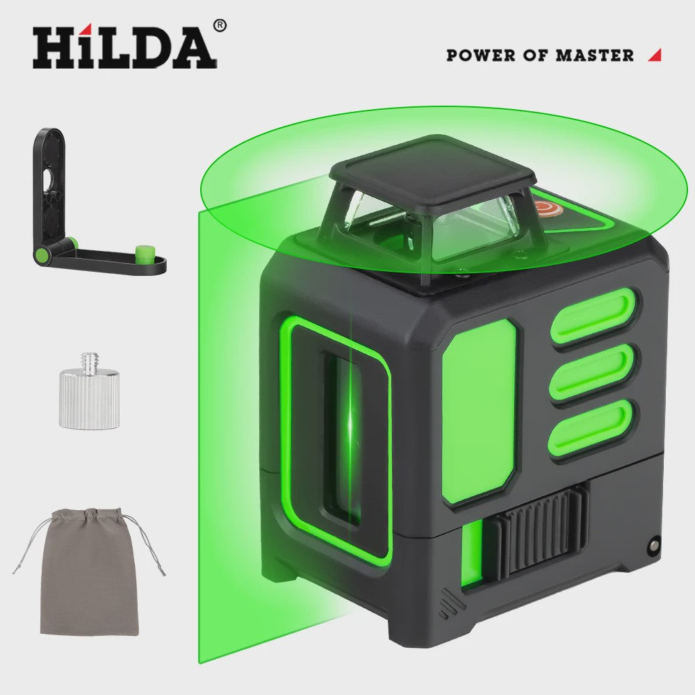 HILDA Mini Groen Laserwaterpas - 2 Lijnen Zelfnivellerend voor Precisie Klussen
