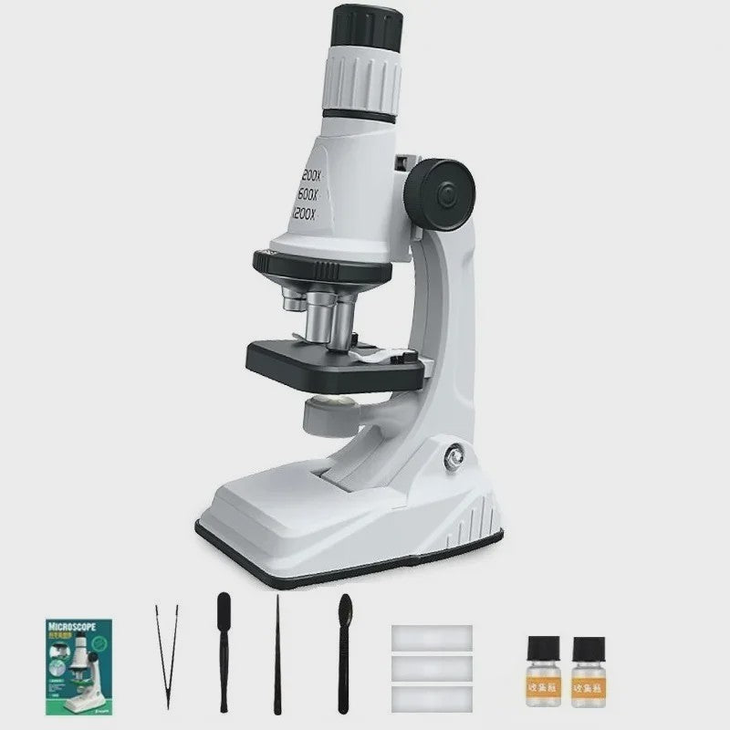 Kinderen Microscoop Set 200x-1200x Vergroting met LED Licht - STEM Educatief Speelgoed