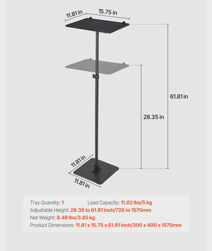 Verstelbare Projector Vloerstandaard met Tray - Ideaal voor Thuis, Kantoor & Studio