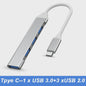 4-Poorts USB 3.0 Hub met Type-C Connector - Uitbreidingsadapter voor Laptop & Smartphone