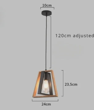 Retro Houten & IJzeren Hanglamp - Stijlvolle Verlichting voor Bar, Restaurant en Huis