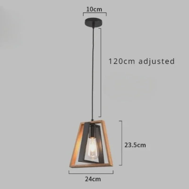 Retro Houten & IJzeren Hanglamp - Stijlvolle Verlichting voor Bar, Restaurant en Huis