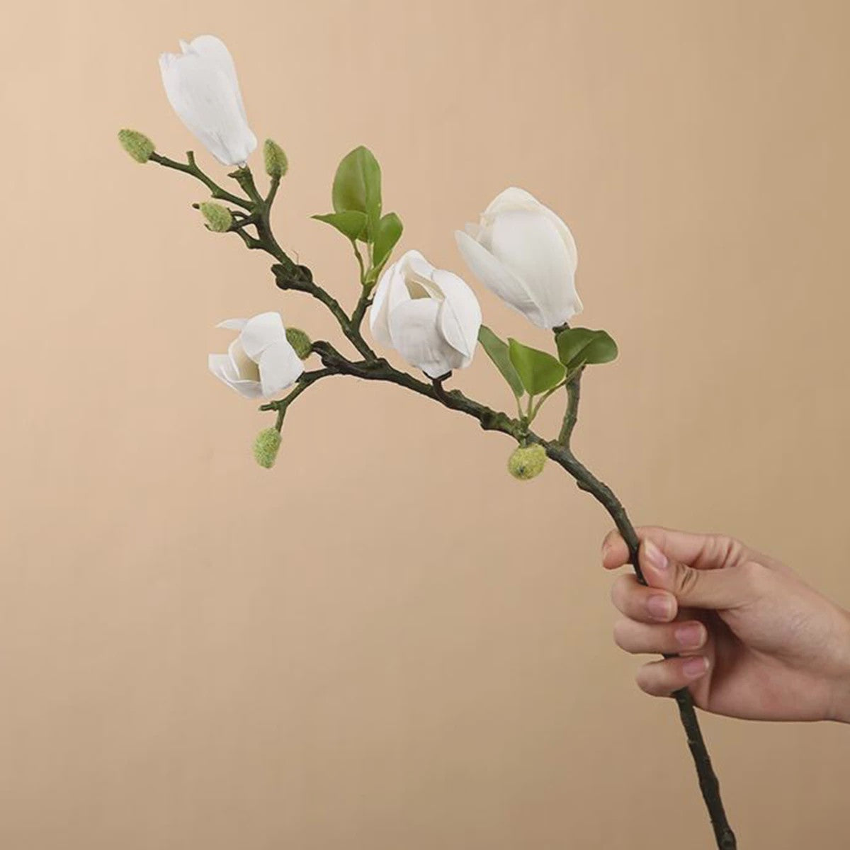 Zijden Magnolia Boeket - Kunstbloemen voor Bruiloft, Decoratie & DIY