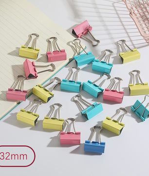 Set van 12 Gekleurde Metalen Binder Clips - 25mm & 32mm - Kantoor & School Organisatie