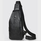 Luxe Leren Heren Borsttas met Kroko Print en USB Oplaadpoort