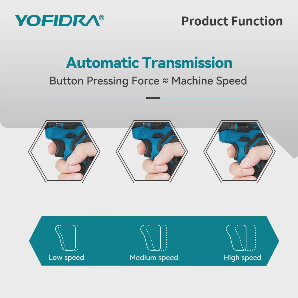 YOFIDRA 21V Brushless Accuboormachine 900Nm 13mm - Krachtige Boor- en Schroefmachine