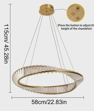 Gouden Kristallen Plafondlamp - Moderne LED Hanglamp voor Woonkamer