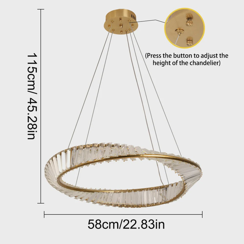 Gouden Kristallen Plafondlamp - Moderne LED Hanglamp voor Woonkamer